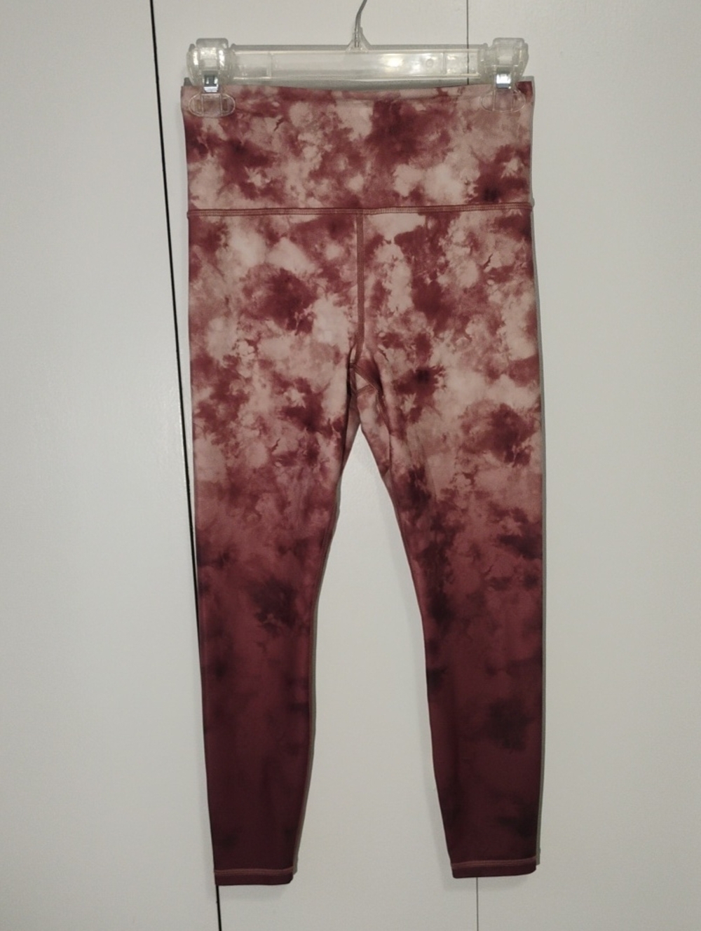 Athleta Tie-Dye High-Waist Leggings - Maroon and Cream